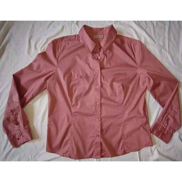 5/$25 EUC Sz 16 Long Sleeve Button Up Dusty Rose Cotton Stretch - Picture 2 of 4